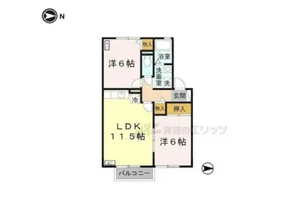 グランドゥール (2LDK/2階)の間取り写真