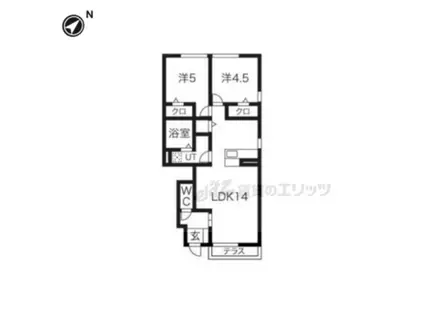 ローレルヒルズ富雄(2LDK/2階)の間取り写真