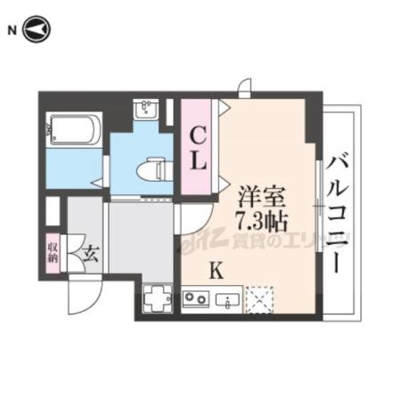ルミエール京都(ワンルーム/3階)の間取り写真