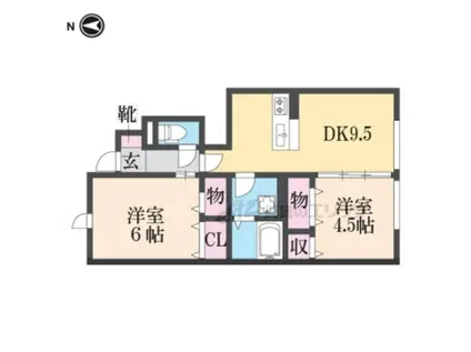 ソレアードすみれ野(2DK/1階)の間取り写真
