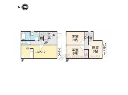 近鉄難波・奈良線 大和西大寺駅 徒歩15分 2階建 築26年(3LDK)の間取り写真
