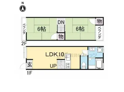 京阪電気鉄道京阪線 樟葉駅 徒歩24分 2階建 築51年(2LDK)の間取り写真