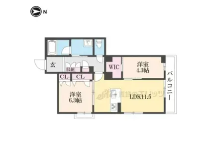 HERITAGE洛南東寺(2LDK/2階)の間取り写真