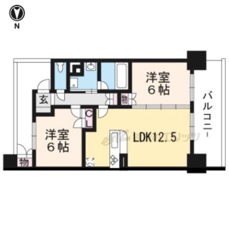 京都市烏丸線 烏丸御池駅 徒歩4分 11階建 築11年(2LDK/8階)の間取り写真