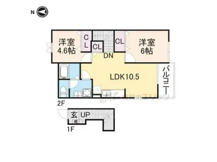 アルバプラシード(2LDK/2階)の間取り写真