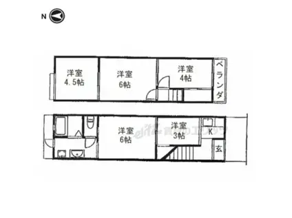 京福嵐山本線 有栖川駅 徒歩5分 1階建 築61年(5K)の間取り写真