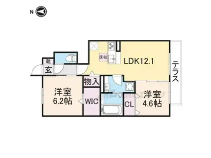 エスペランサ ミヤマ(2LDK/1階)の間取り写真