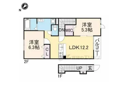 サザンクロス(2LDK/2階)の間取り写真