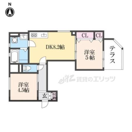 スリール明和(2LDK/1階)の間取り写真
