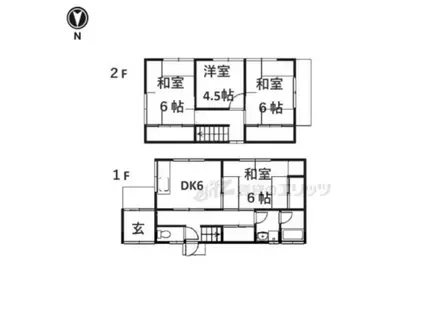 奈良線 城陽駅 徒歩6分 2階建 築49年(4DK)の間取り写真