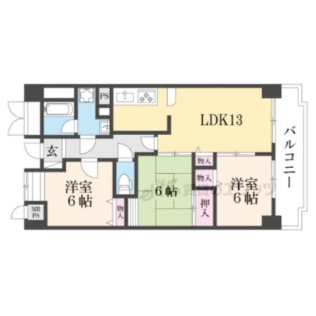エール豊岡(3LDK/6階)の間取り写真
