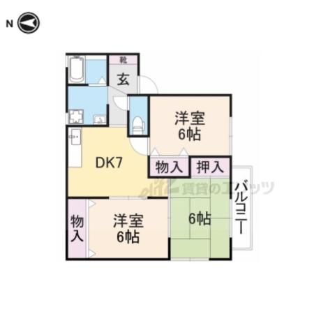 コニーハウス(3DK/2階)の間取り写真