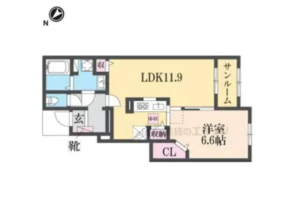 サンリットガーデン今森(1LDK/1階)の間取り写真