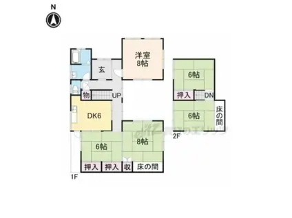 近鉄難波・奈良線 学園前駅(奈良) 徒歩17分 2階建 築53年(5DK)の間取り写真