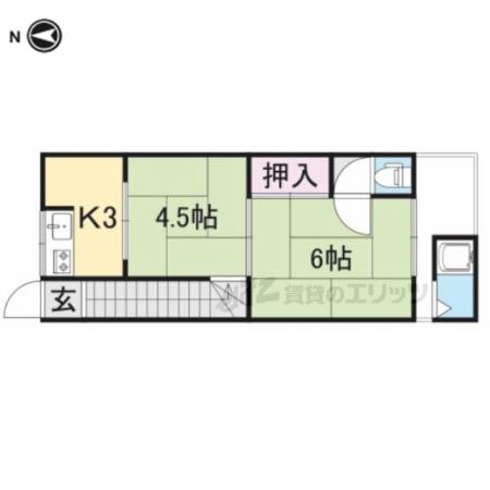 イオボヌール枚方(2K/2階)の間取り写真