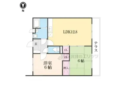 森本ハイツ(2LDK/1階)の間取り写真