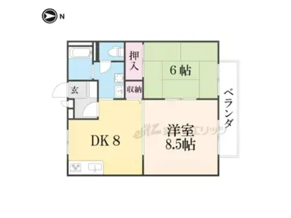 アムール安富(2LDK/1階)の間取り写真