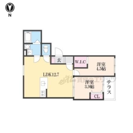 フォレ郡山(2LDK/1階)の間取り写真