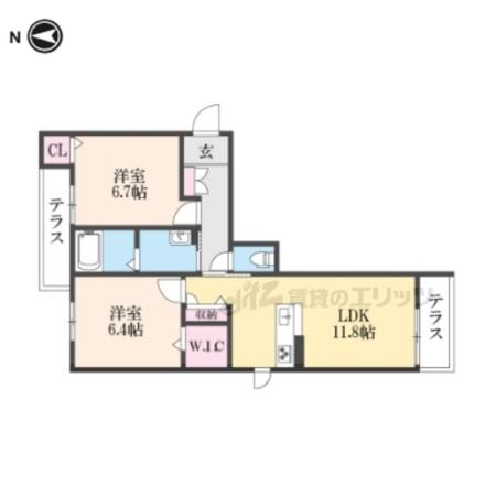 ドゥーズ(2LDK/1階)の間取り写真