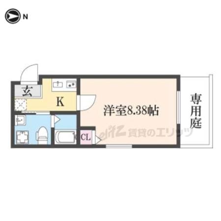 サントス北山(1K/1階)の間取り写真