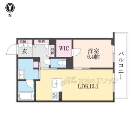 シャーメゾン ヴィラ学園前(1LDK/3階)の間取り写真