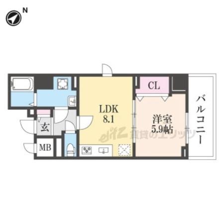 ココ クレメント 1(1LDK/8階)の間取り写真