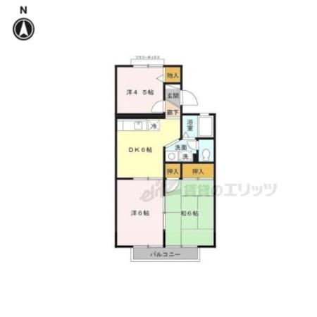 サニーコート四条A棟(3DK/2階)の間取り写真