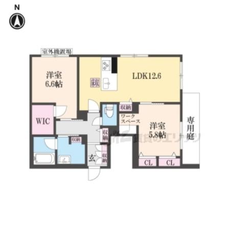 シャーメゾンアラキ(2LDK/1階)の間取り写真