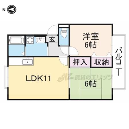 ウインドータニグチ(2LDK/2階)の間取り写真
