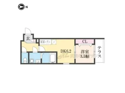 ジーメゾン御殿山(1DK/3階)の間取り写真