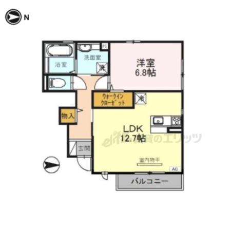 オルソ B棟(1LDK/1階)の間取り写真