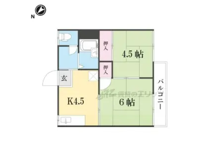 リバーサイドビラ(2DK/1階)の間取り写真