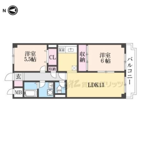 セピア辻井横小路(2LDK/1階)の間取り写真
