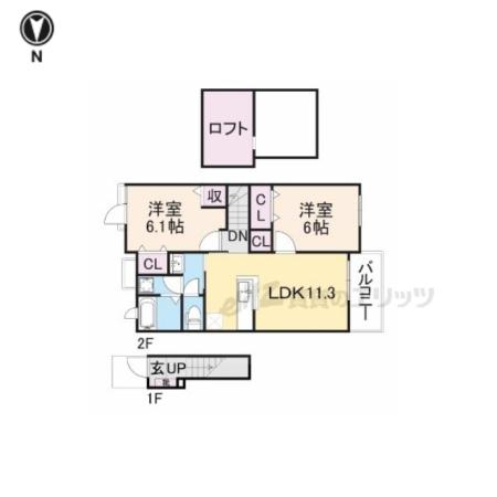 コッティ(2LDK/2階)の間取り写真