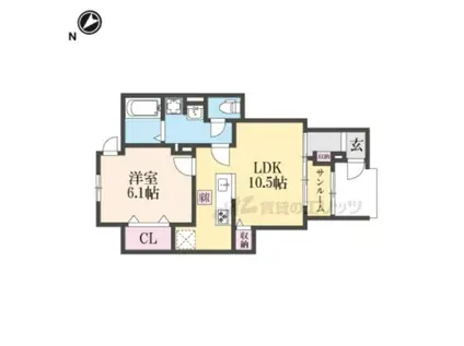 ラ・ヴィータ南門真(1LDK/1階)の間取り写真