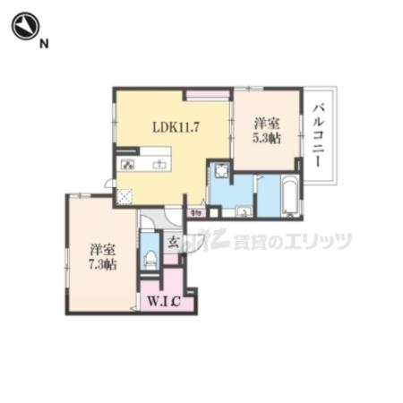 プレステージア忍ケ丘(2LDK/2階)の間取り写真