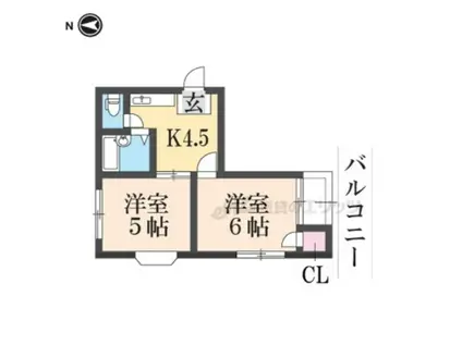 平成ハイツ木田(2K/4階)の間取り写真