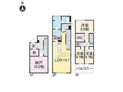 京都市東西線 二条城前駅 徒歩11分 3階建 築1年(3LDK)の間取り写真