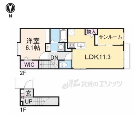 K.TRINITY(1LDK/2階)の間取り写真