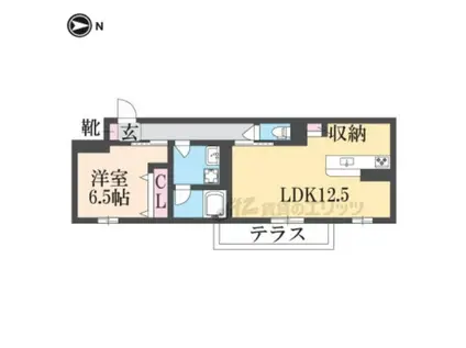 シャーメゾン寝屋川中央(1LDK/1階)の間取り写真