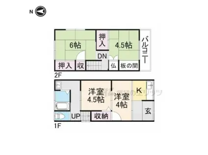 近鉄大阪線 大和高田駅 徒歩17分 2階建 築37年(4K)の間取り写真