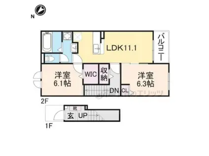 レジデンスかぎろひ(2LDK/2階)の間取り写真