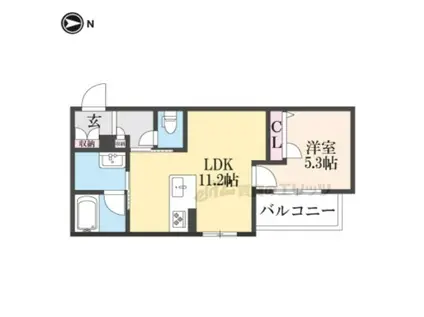 シャーメゾン輝(1LDK/4階)の間取り写真