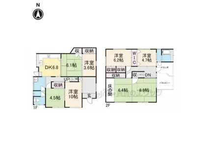 東海道本線 山科駅 徒歩7分 2階建 築53年(8DK)の間取り写真