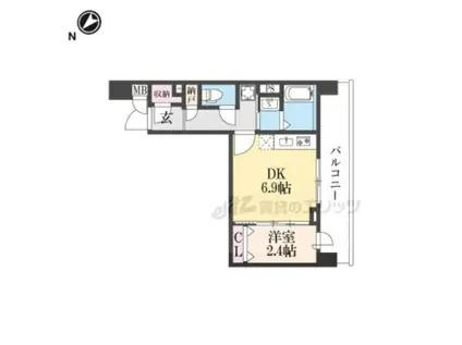 ブランシエスタ西京極(1DK/4階)の間取り写真
