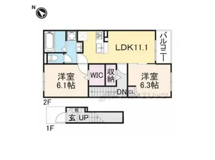 グレイス加茂(2LDK/2階)の間取り写真