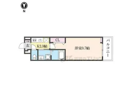 ヒカルサ奈良大森西ノース(1K/3階)の間取り写真