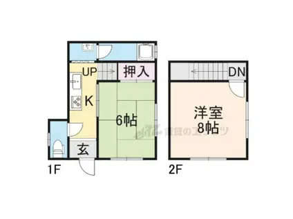 湖西線 おごと温泉駅 徒歩25分 2階建 築55年(2K)の間取り写真