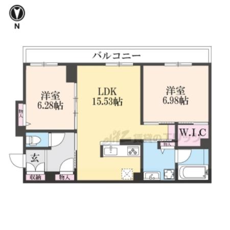 シャーメゾン京都桃山(2LDK/2階)の間取り写真