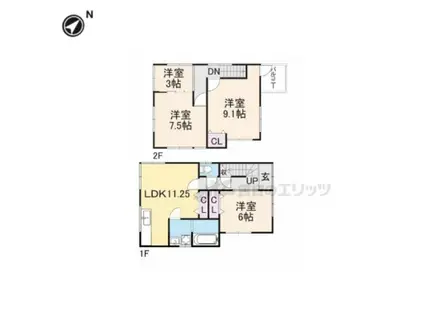 京阪電気鉄道京阪線 橋本駅(京都) 徒歩7分 2階建 築48年(3LDK)の間取り写真